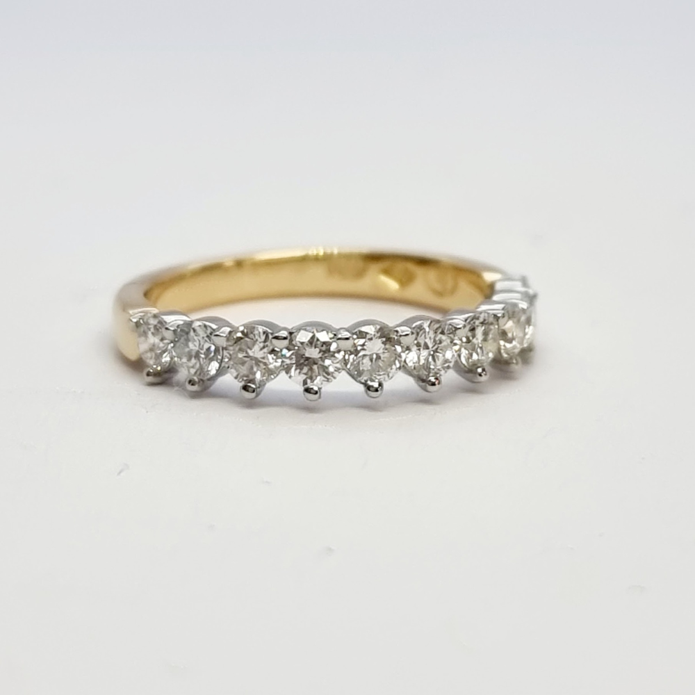 White and Yellow Gold claw set Diamond Wedding Ring