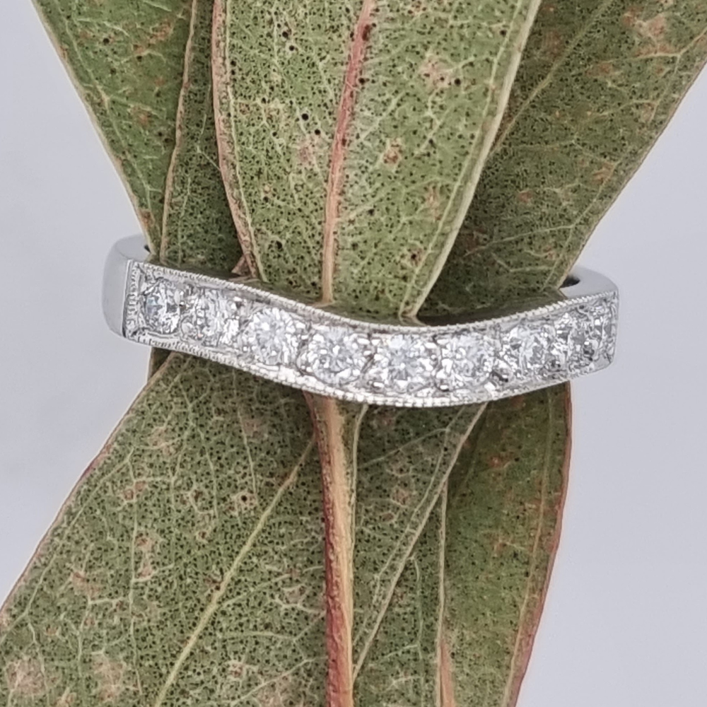 White Gold Custom Contoured Diamond Wedding Ring