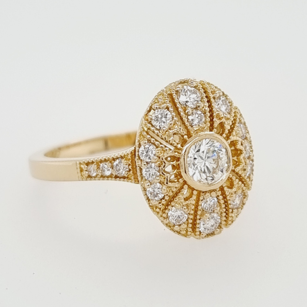 Yellow Gold Edwardian Diamond Cluster Ring