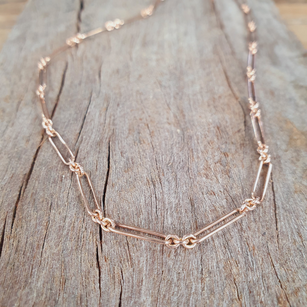 9ct Rose Gold Hand made Tracelink Figaro Chain