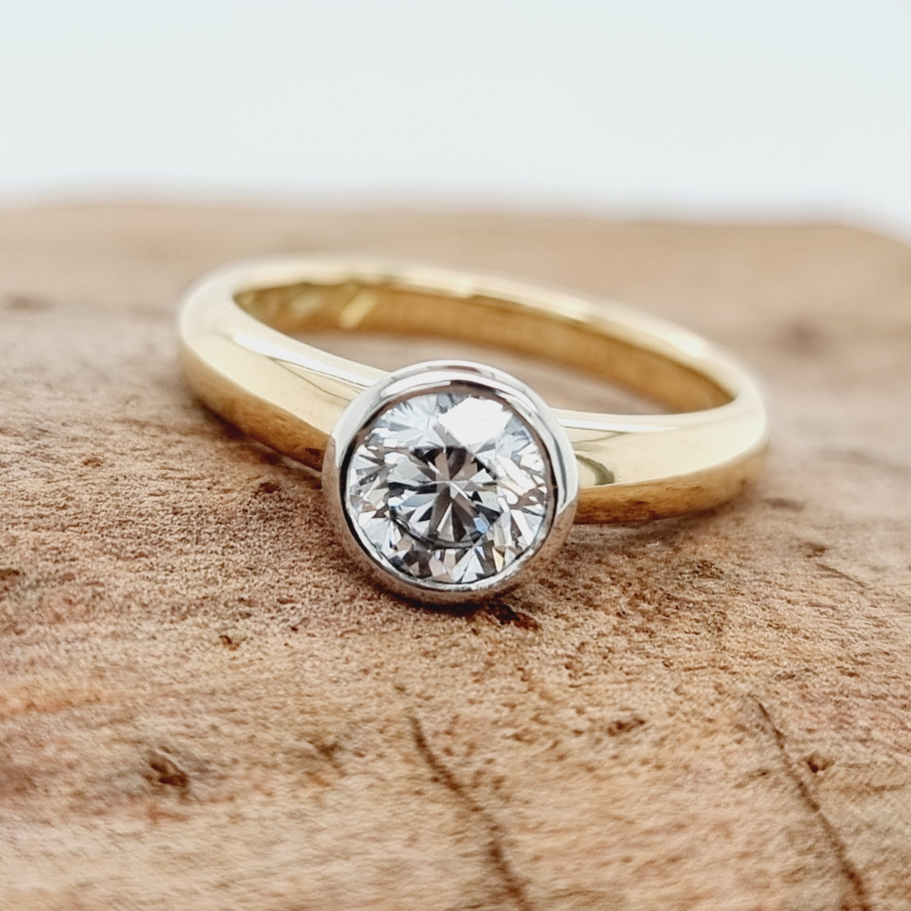 Rubbed in Set Diamond Solitaire Ring