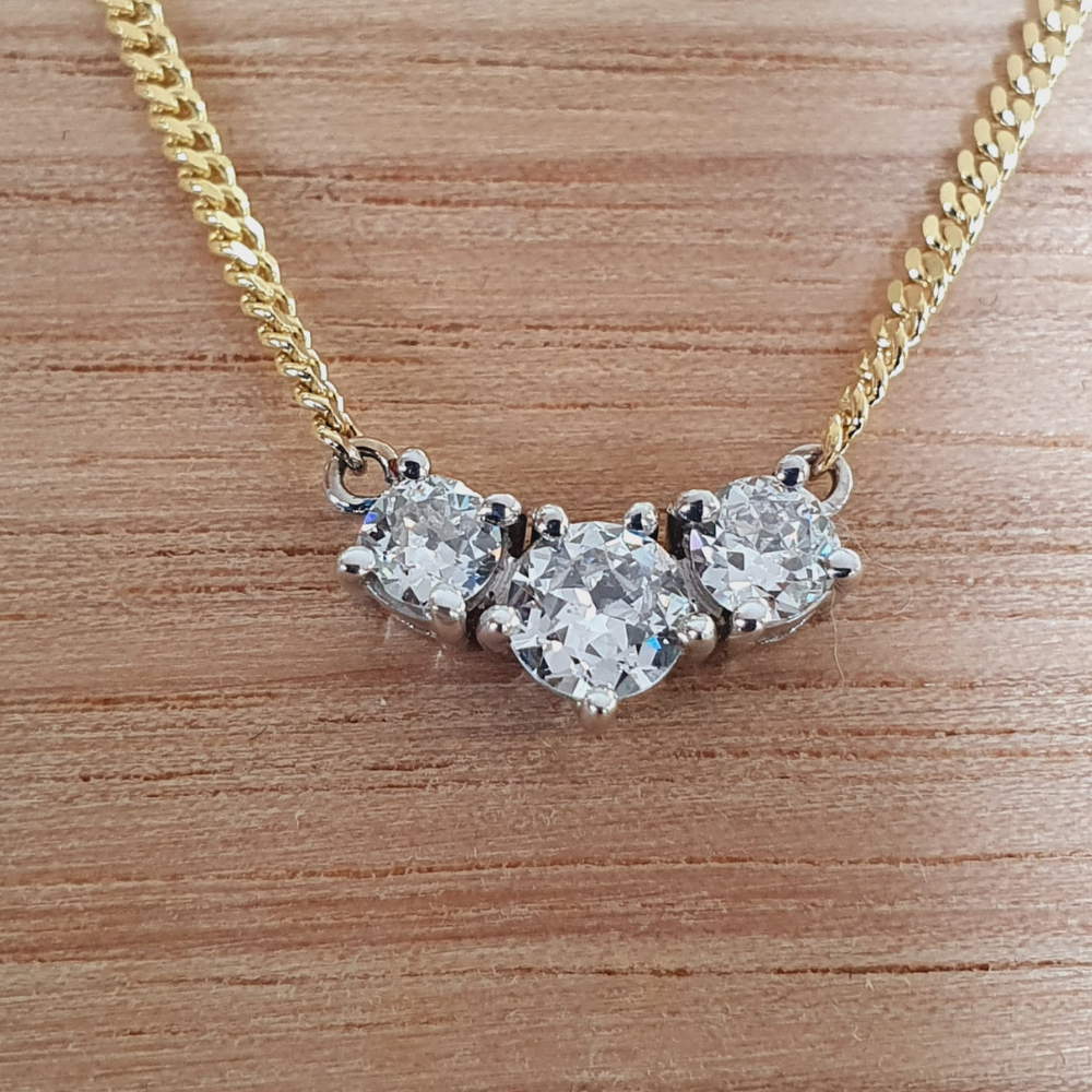 White and Yellow Gold Curb Chain Diamond Necklace