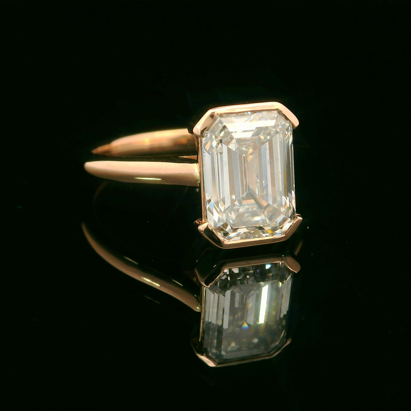 18ct Pink Gold Emerald cut Diamond Solitaire Ring