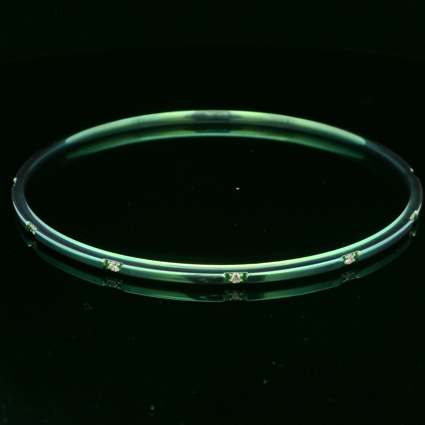 Artisan Green Titanium Bangle with Diamonds