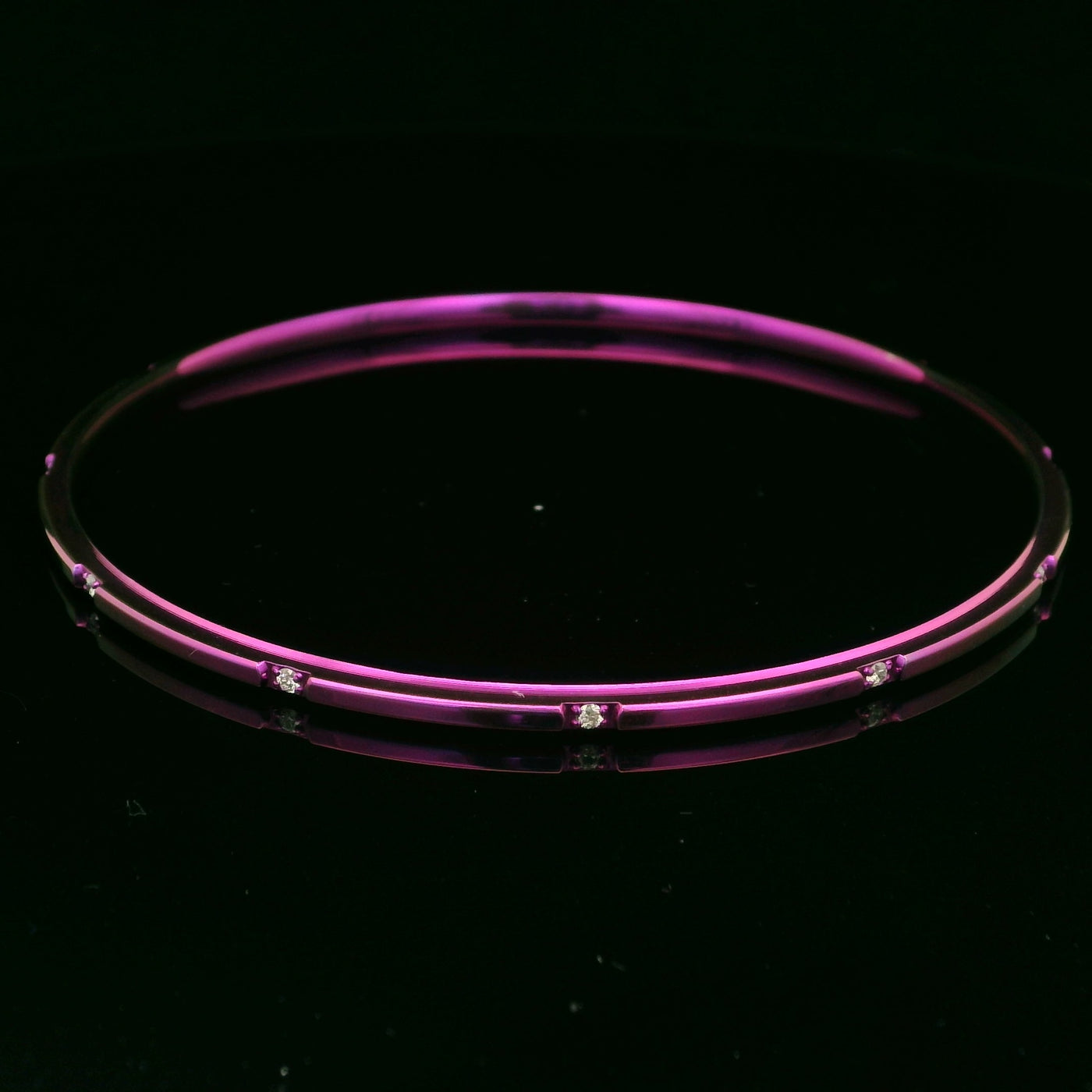 Pink Titanium Bangle with Diamonds