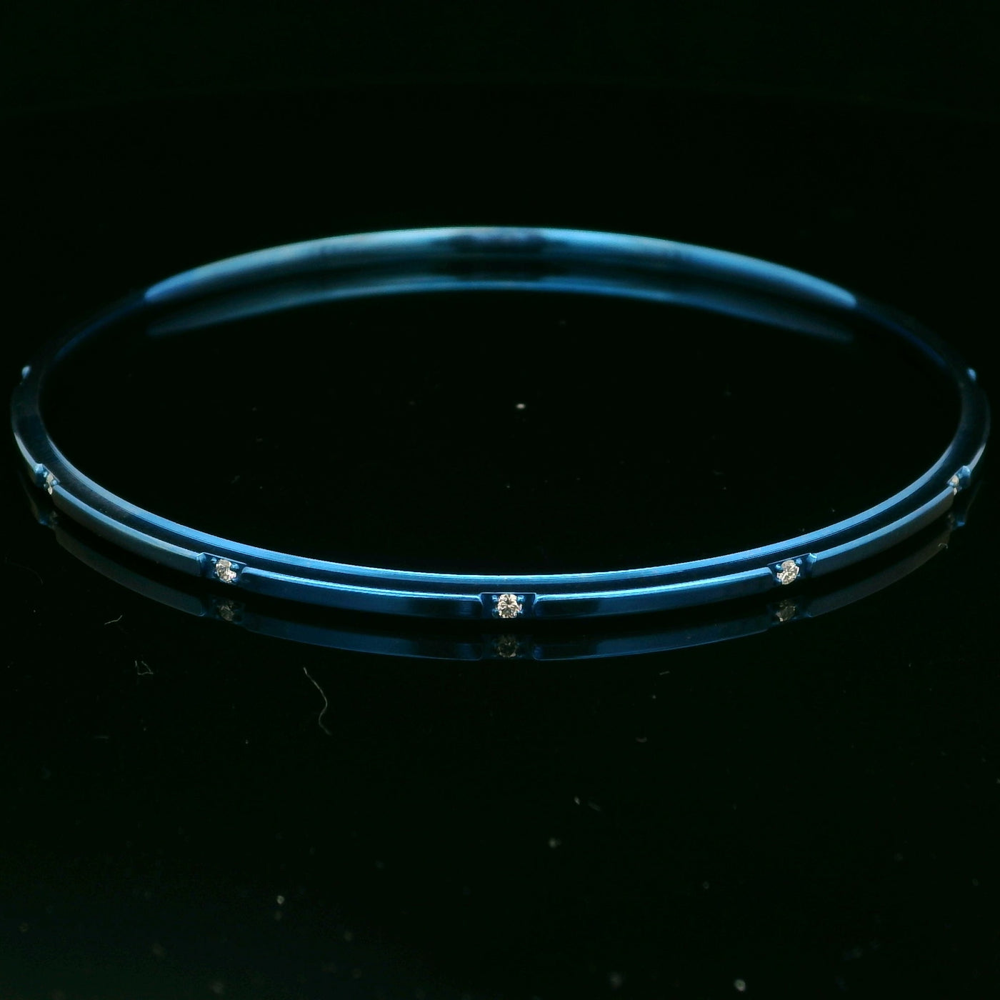 Artisan Blue Titanium Bangle with Diamonds