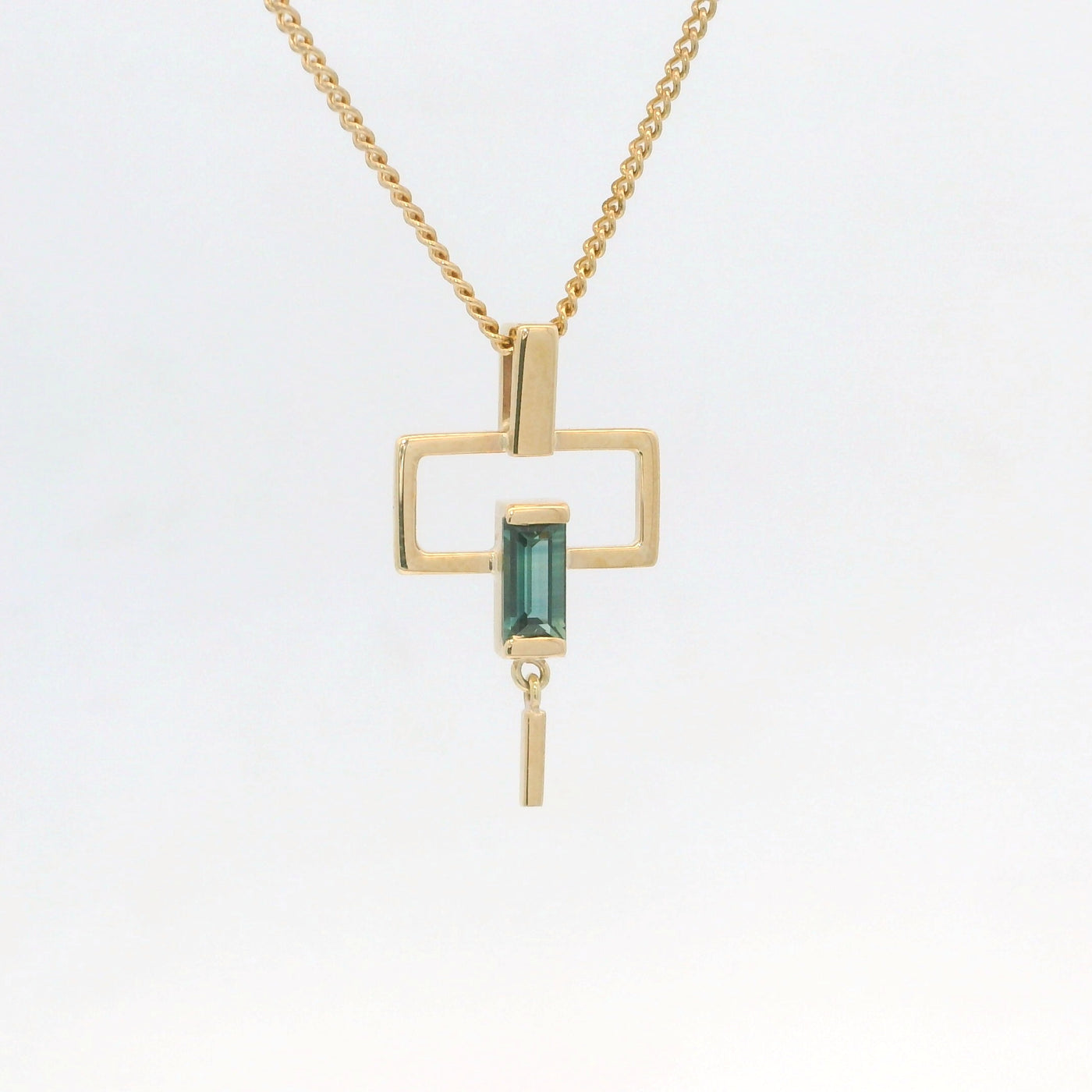 9ct Yellow Gold Teal Sapphire Pendant