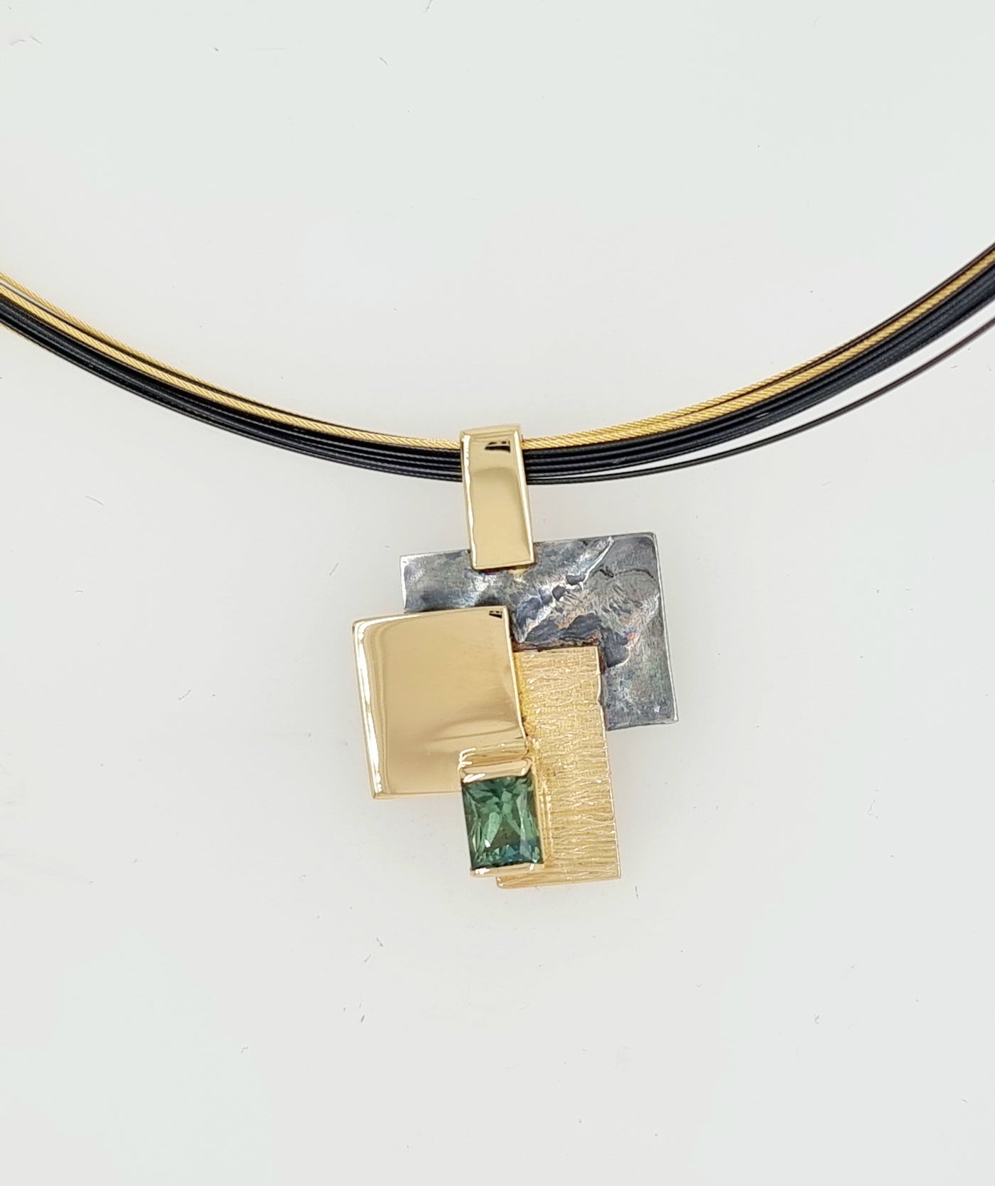 18ct Yellow Gold and Sterling Silver Australian Parti Sapphire Pendant