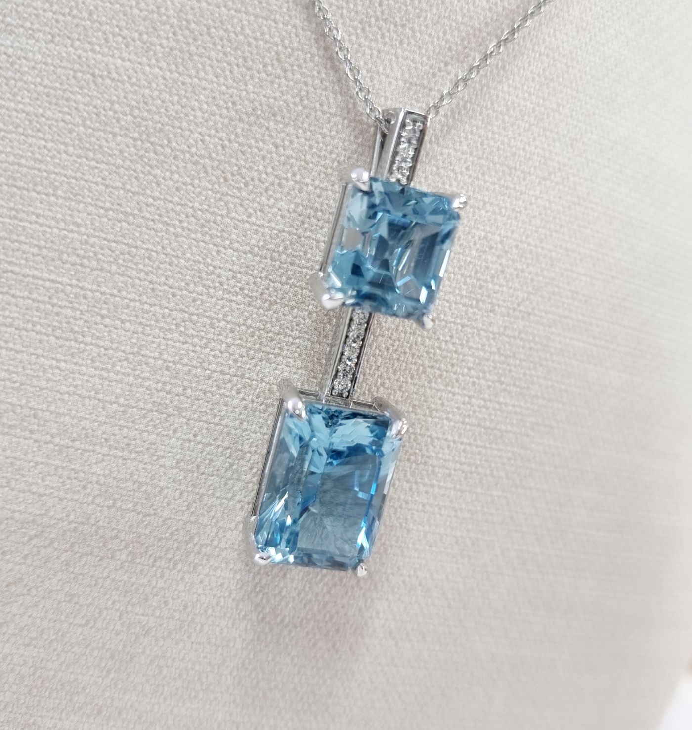 18ct White Gold set Topaz and Diamond Pendant