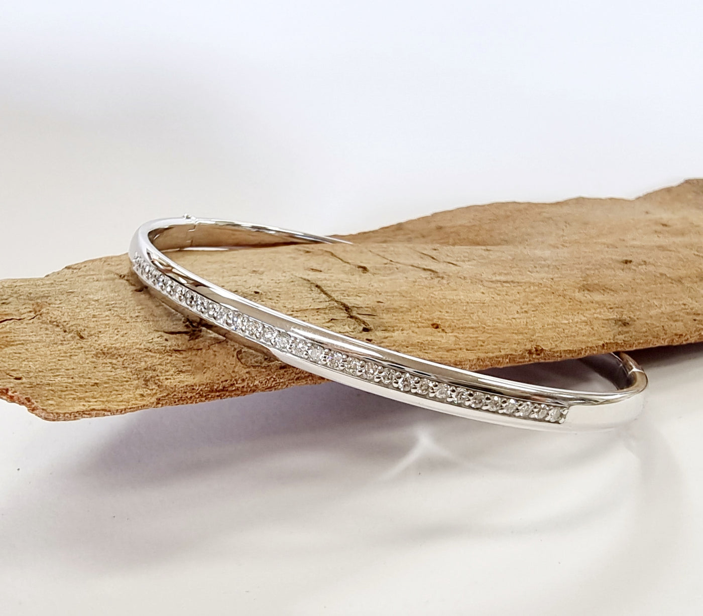 White Gold Grain set Diamond Bangle
