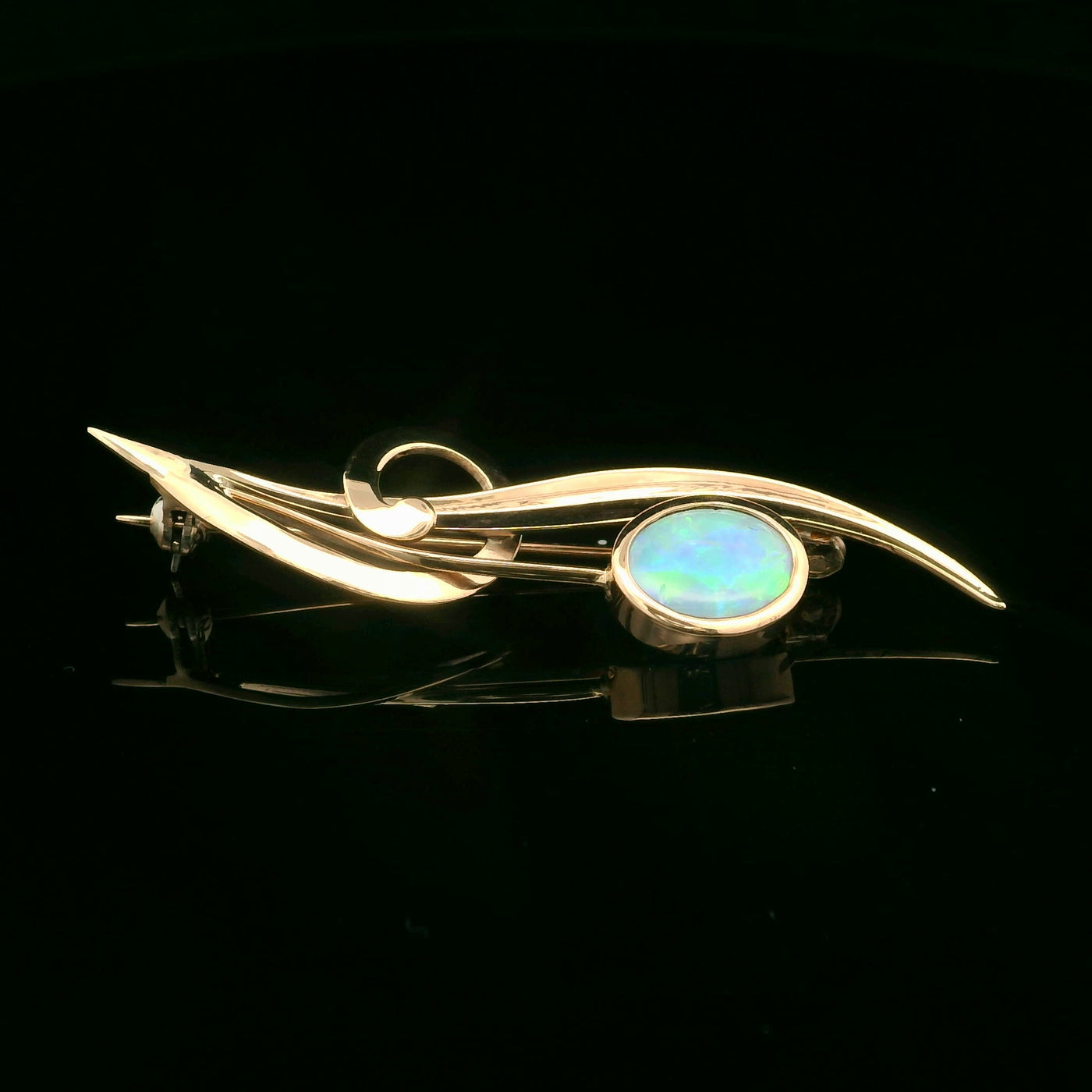 Vintage 9ct Rose Gold 1.30ct Solid White Opal Brooch