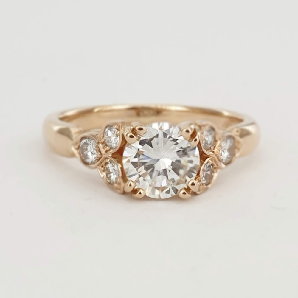 Yellow Gold Diamond Ring with Shoulder Stones
