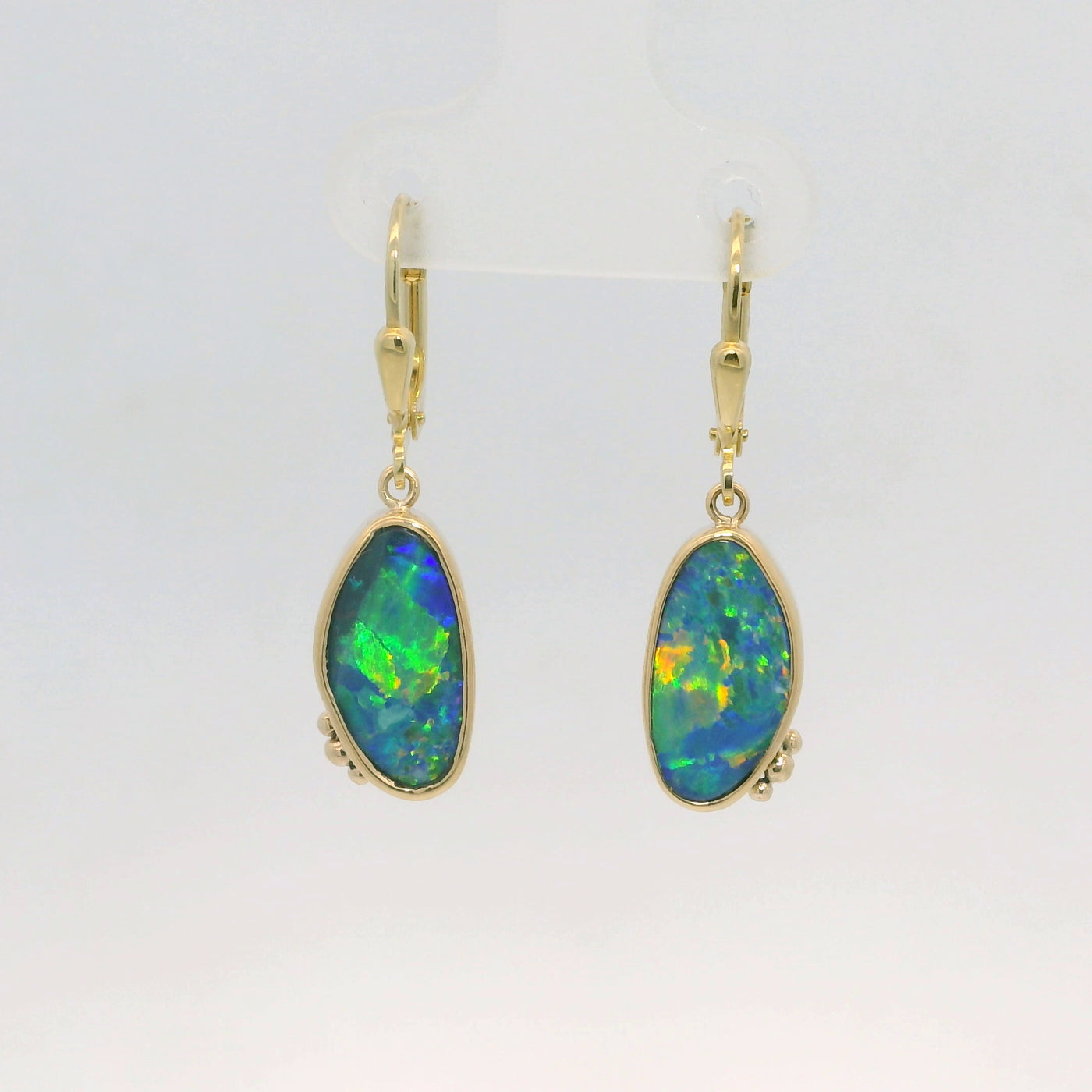 9ct Yellow Gold Opal Doublet Earrings