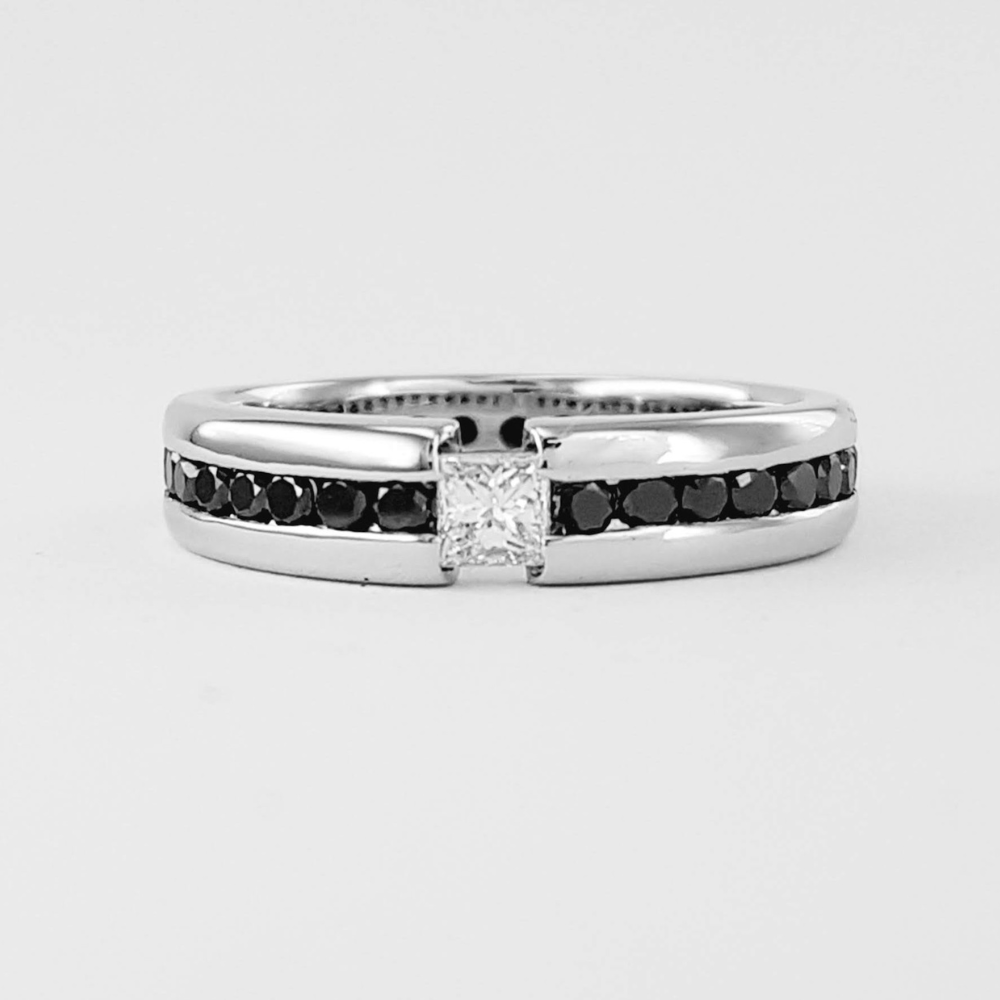 White and Black Diamond Ring