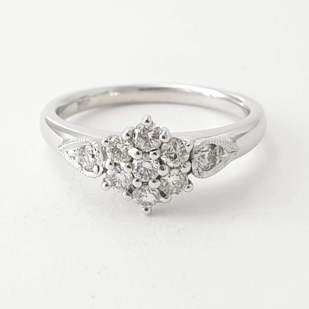 White Gold Diamond Cluster Ring