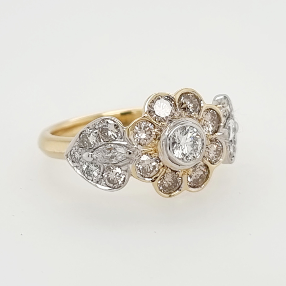 Diamond Cluster Ring in Flower Design