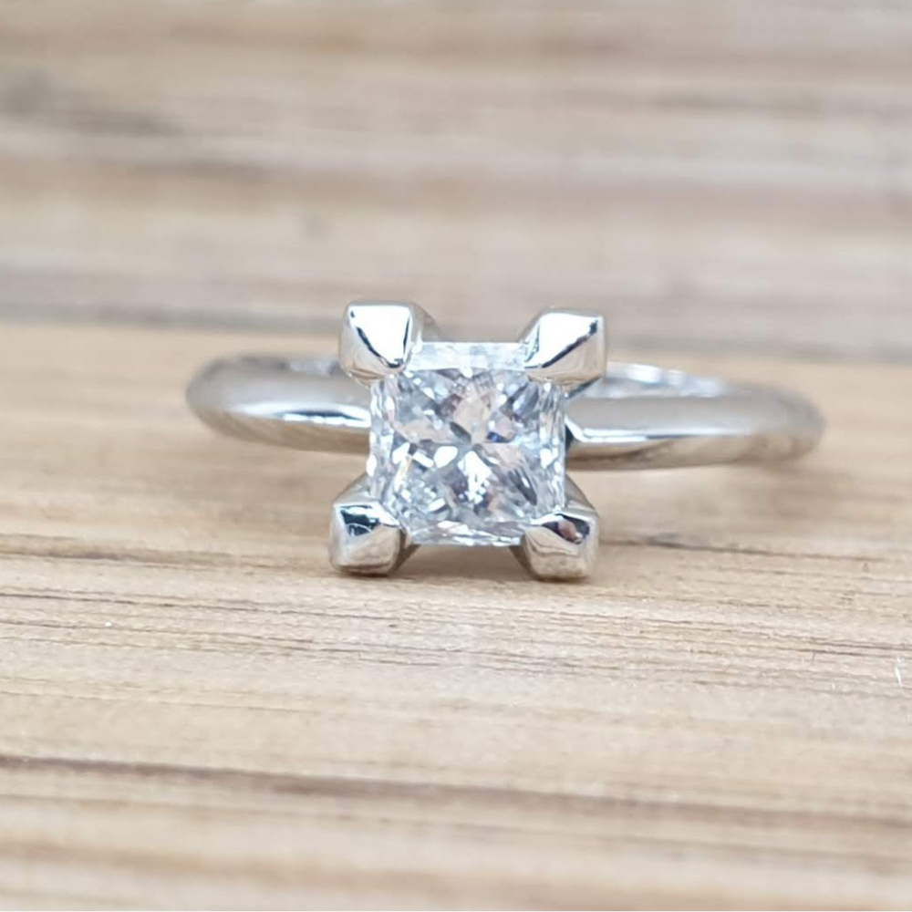Diamond Solitaire Ring with Knife Edge Band