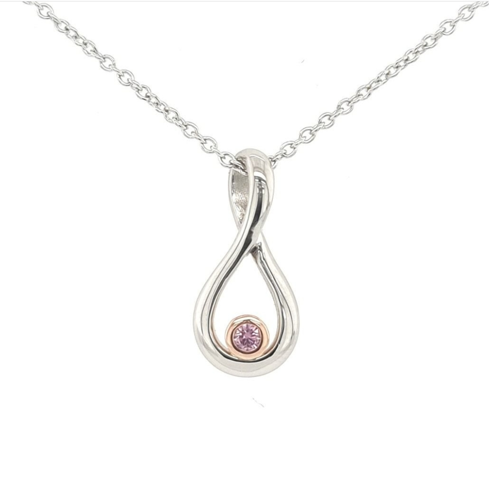 White and Rose Gold Pink Diamond Pendant