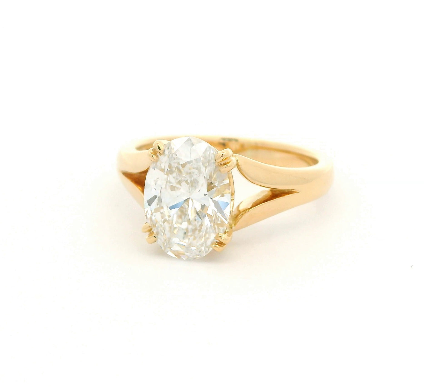 18ct Yellow Gold Oval Diamond Solitaire Ring with Split Shank