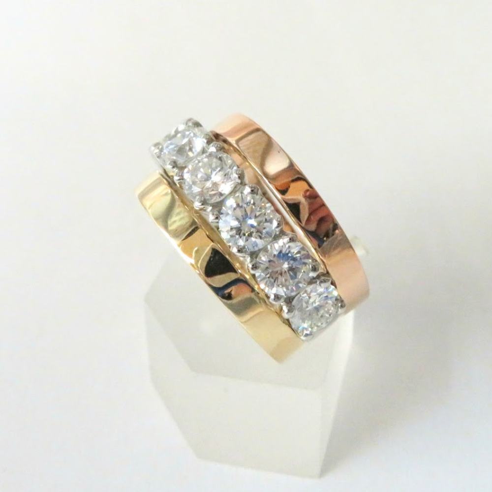 Yellow and Rose Gold Diamond Ring