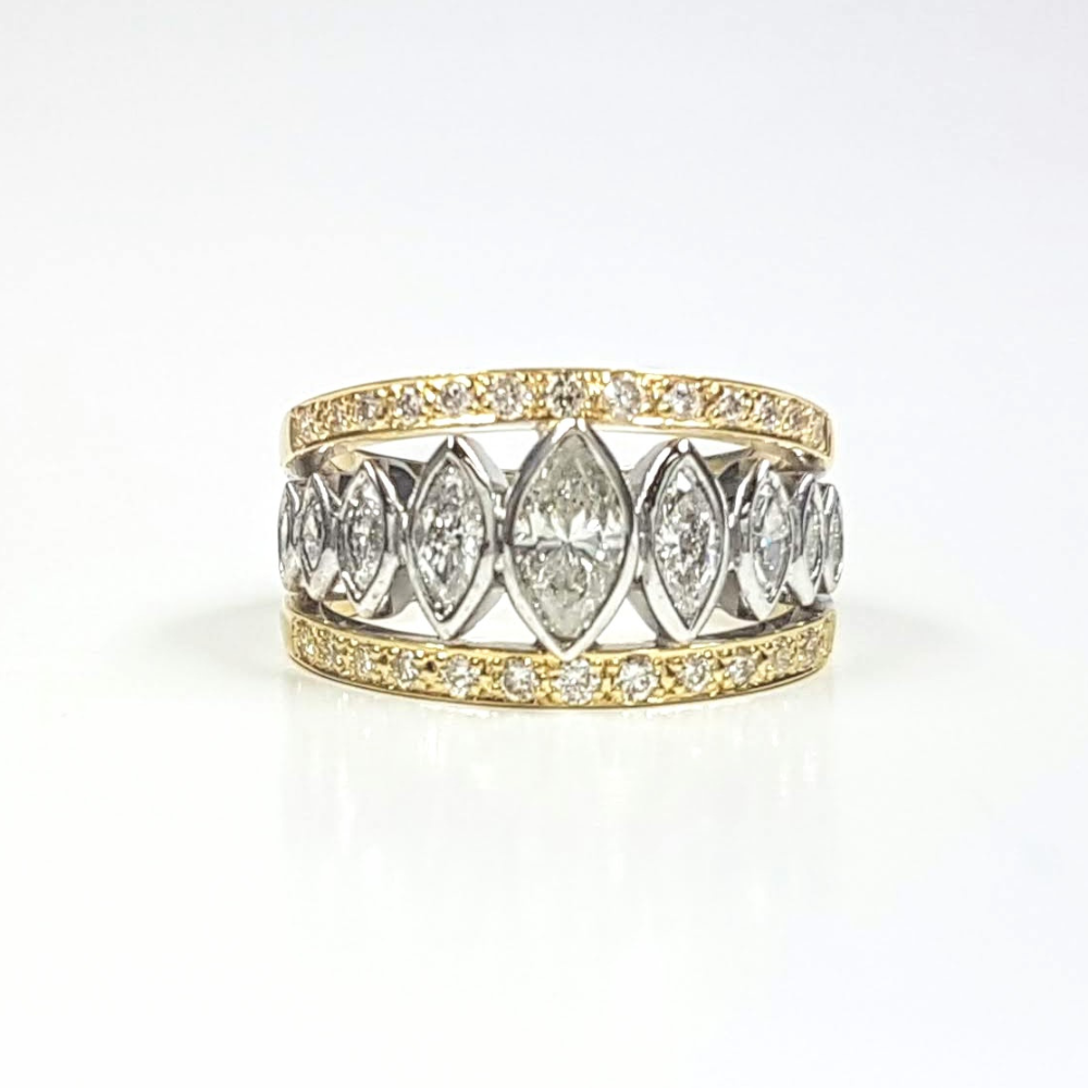 Yellow and White Gold Diamond Ring