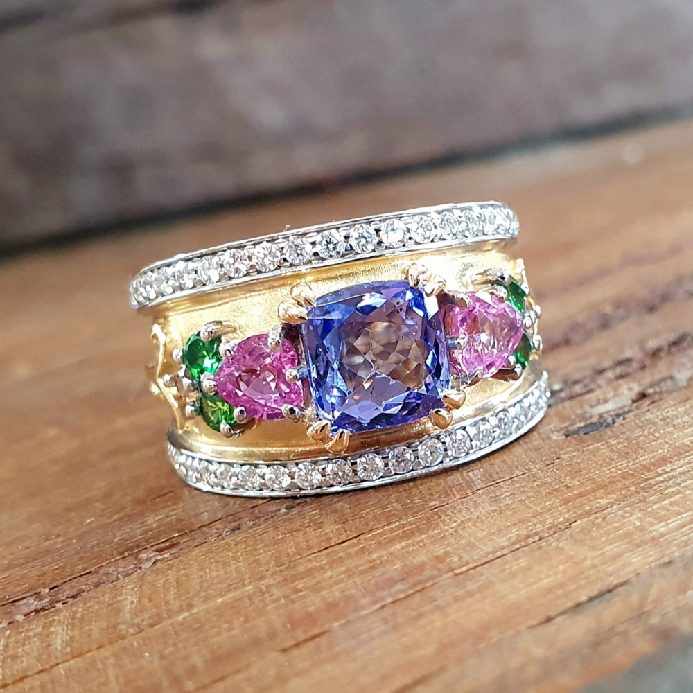 Coloured Gemstone and Diamond Ring